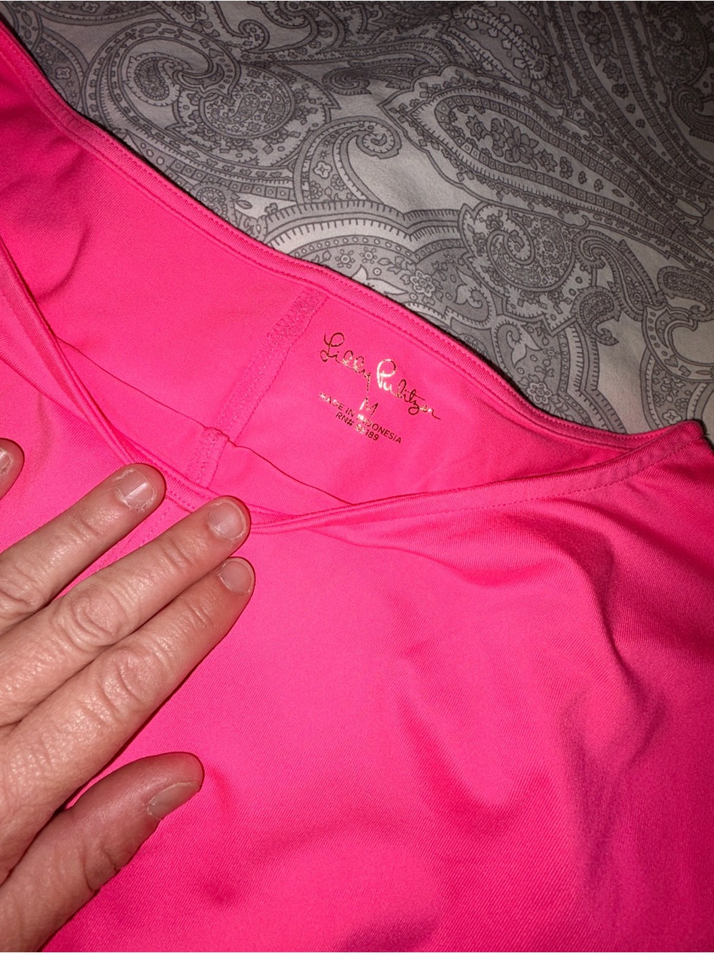 Lilly Pulitzer Bright Hot Pink 3/4 Sleeve Tee - Picture 5 of 5